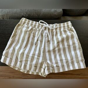 Striped Drawstring Mid Rise Shorts